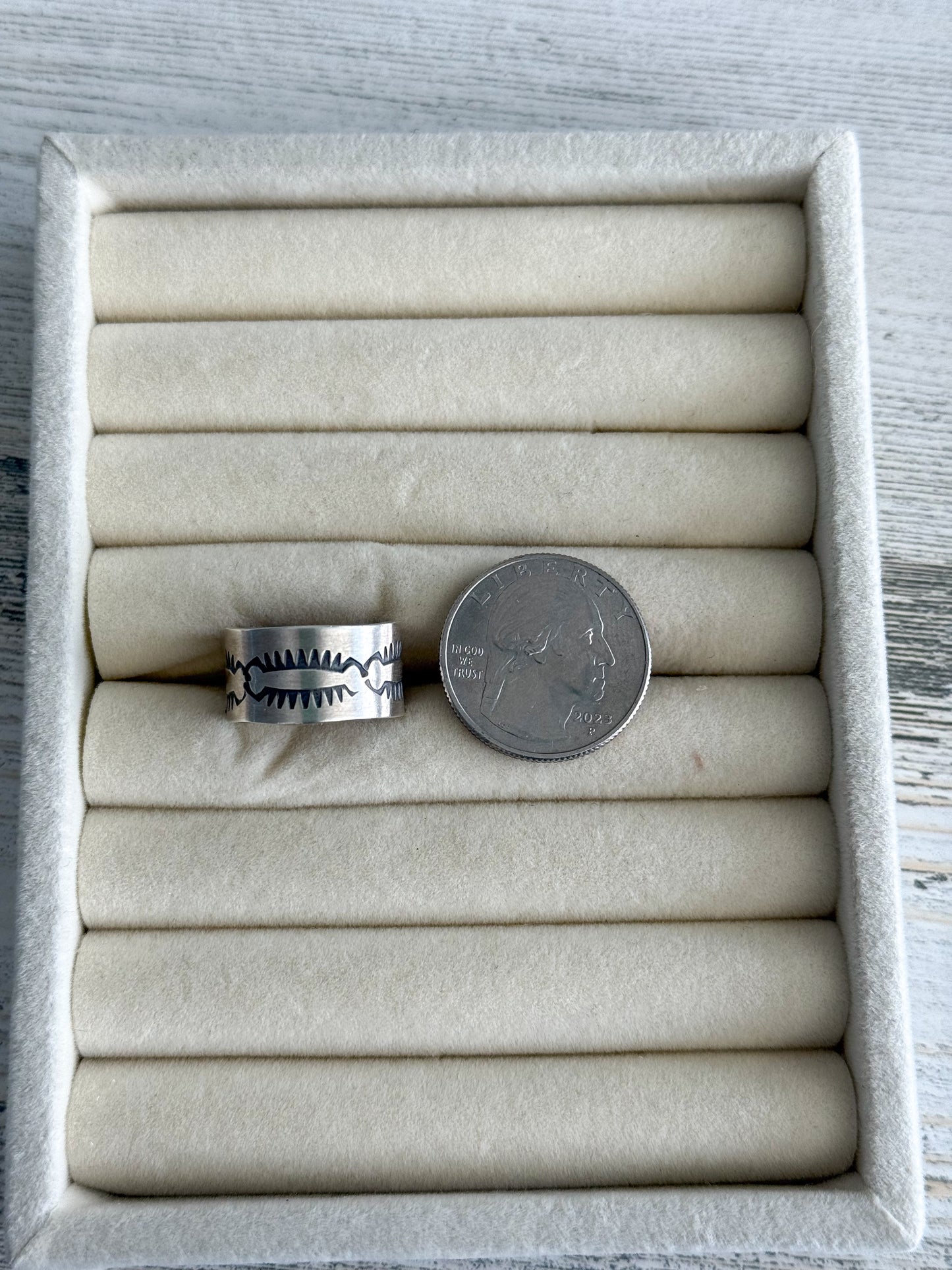 Native Made Sterling Stamped Band Ring 7.5