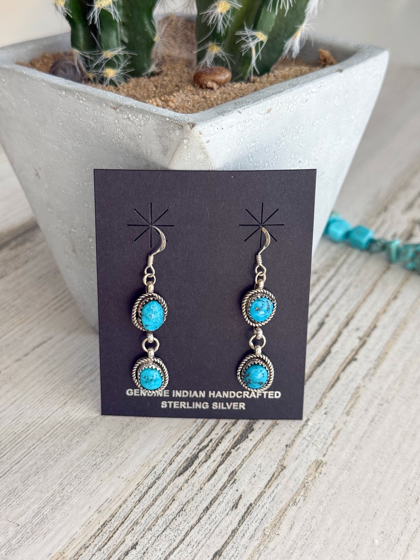 Native American Kingman Turquoise Dangle Earrings