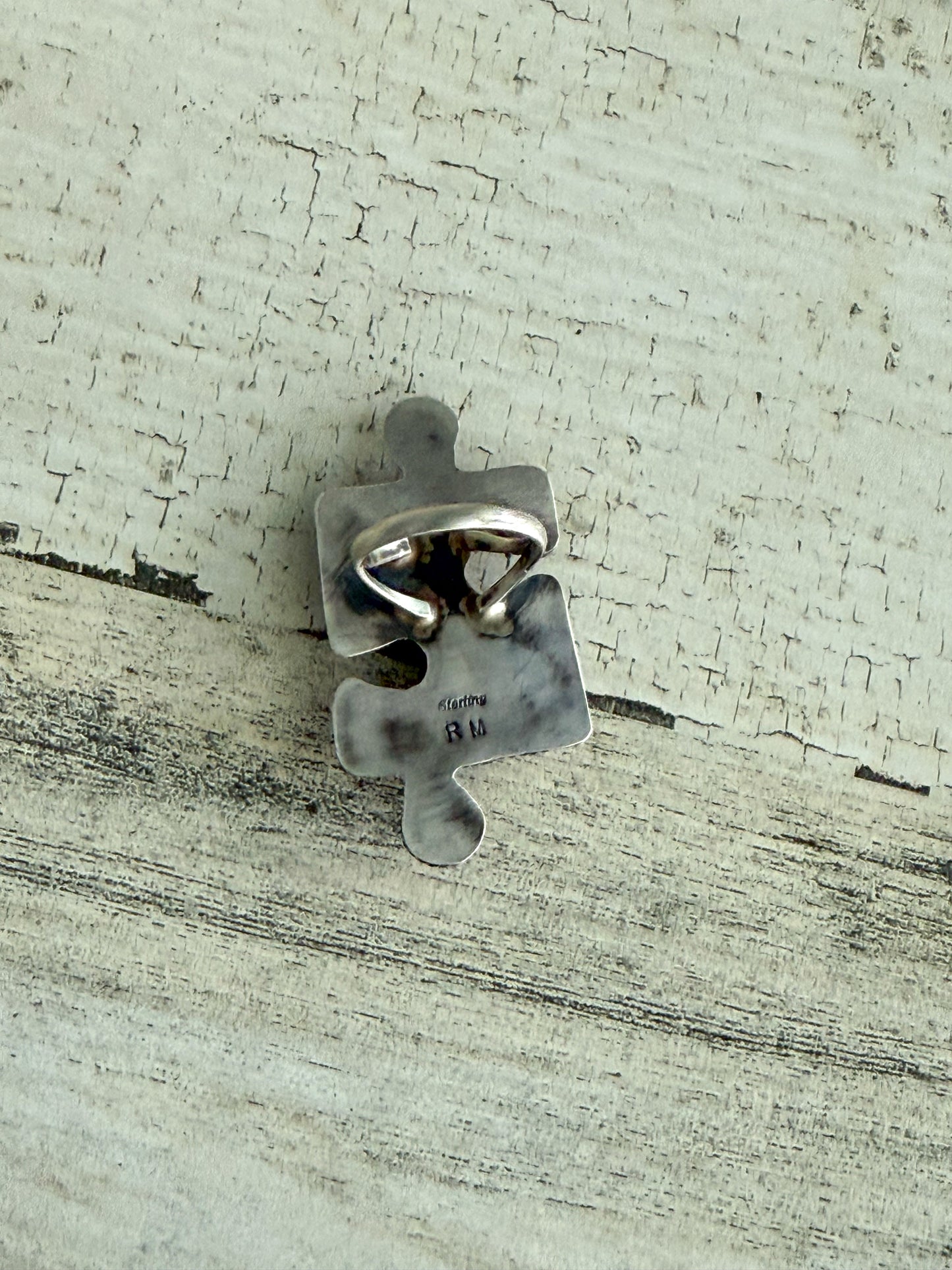 Native American Puzzle Piece Turquoise Ring 8