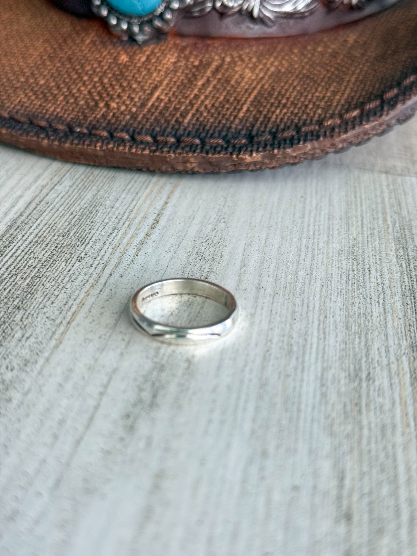 Native American Sterling Stamped Ring 7.5