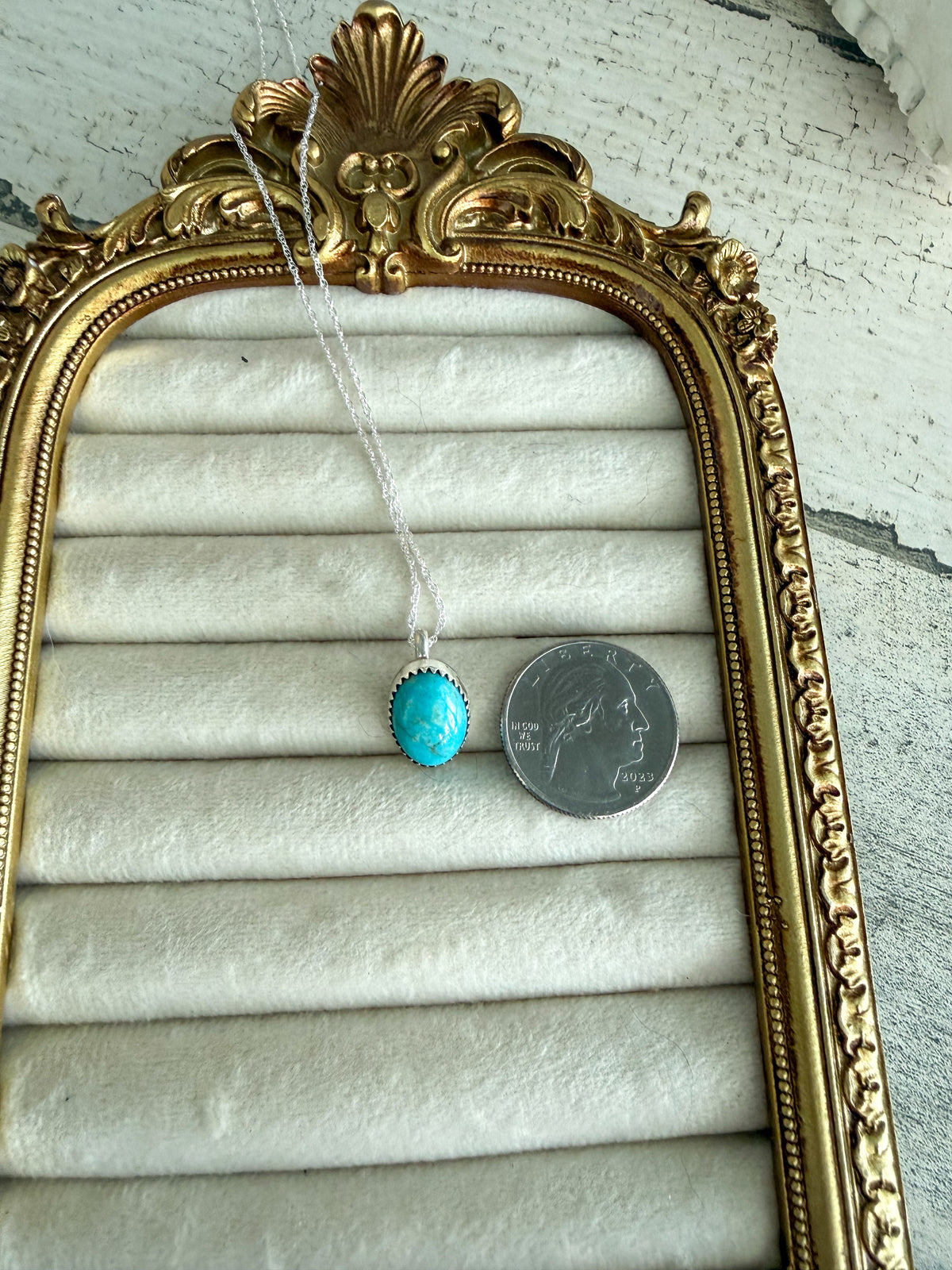 Native American Sonoran Turquoise Pendant 18" Necklace