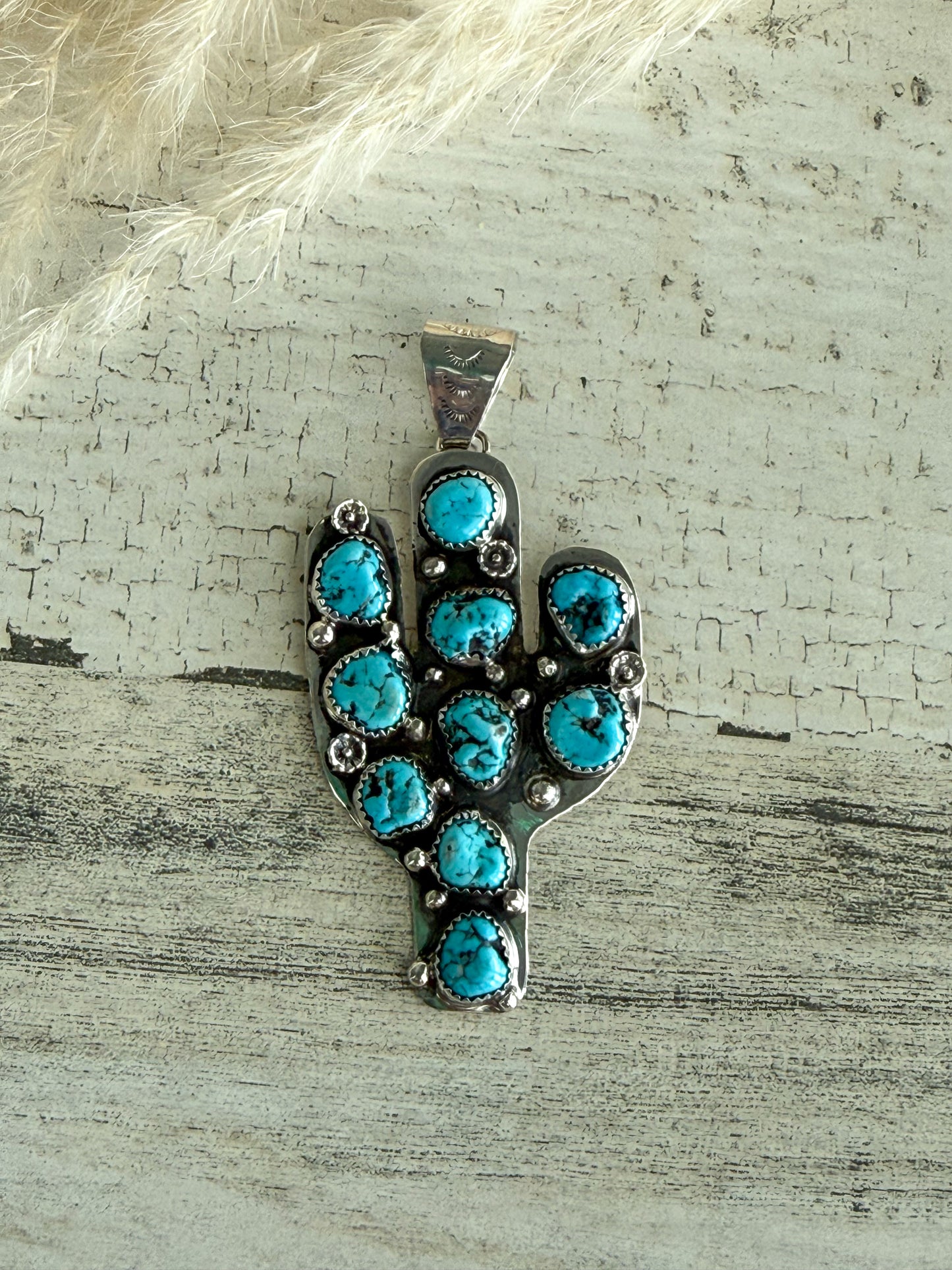 Native American Turquoise Cactus Pendant