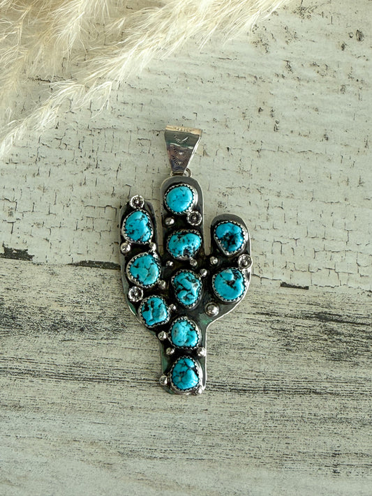 Native American Turquoise Cactus Pendant