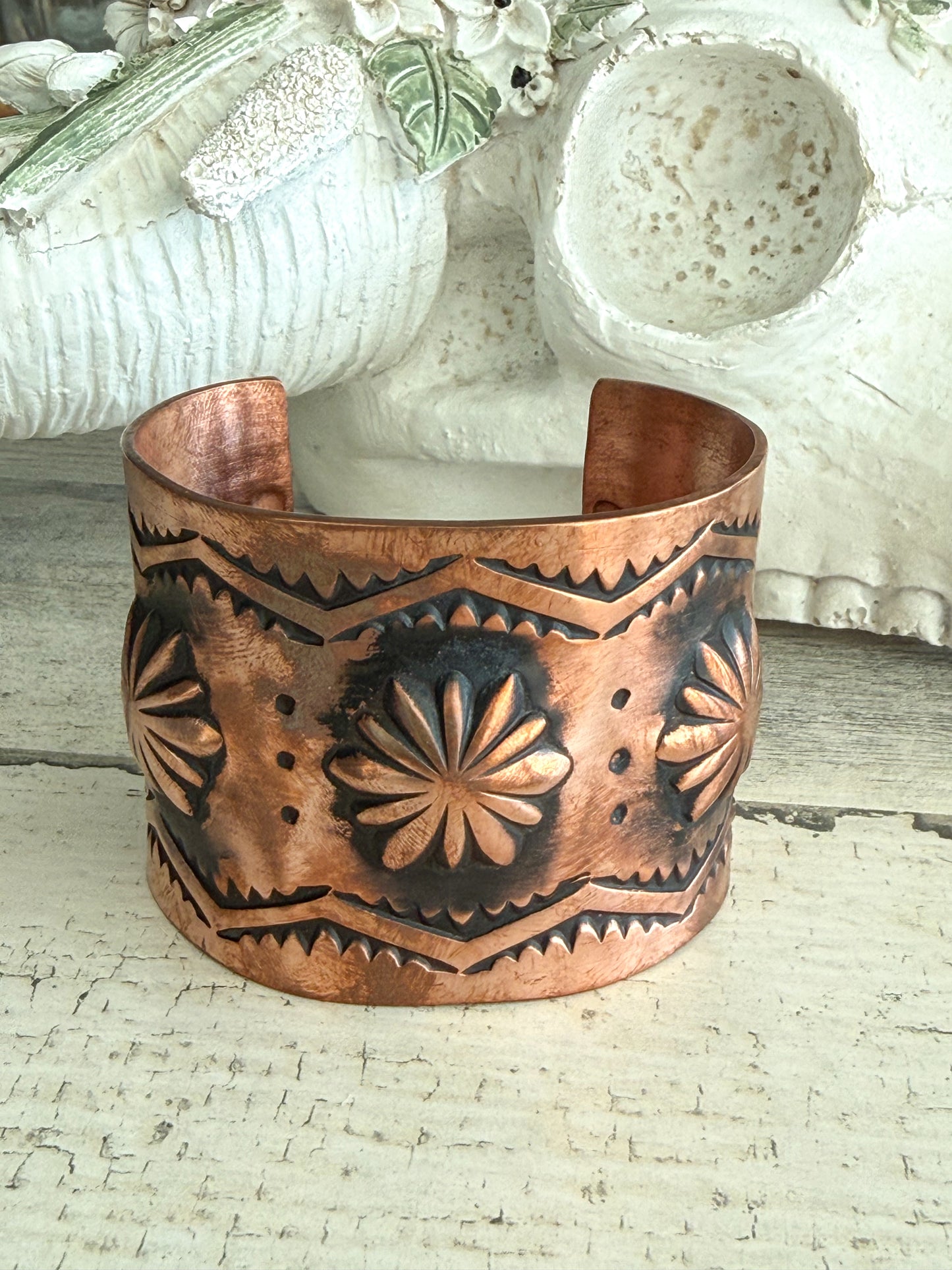 Native American Copper Stamped Cuff 7-1/8"