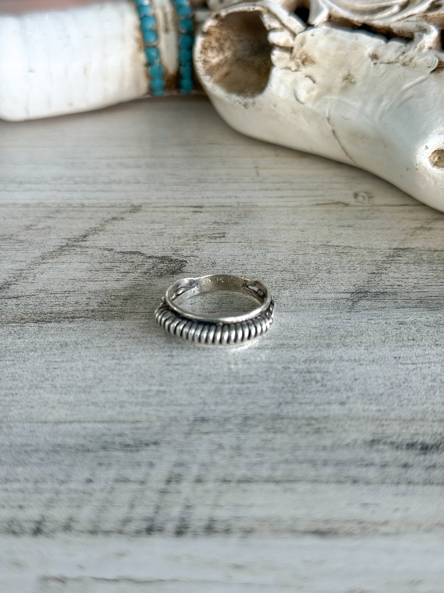 Native American Sterling Silver Coil Ring 8
