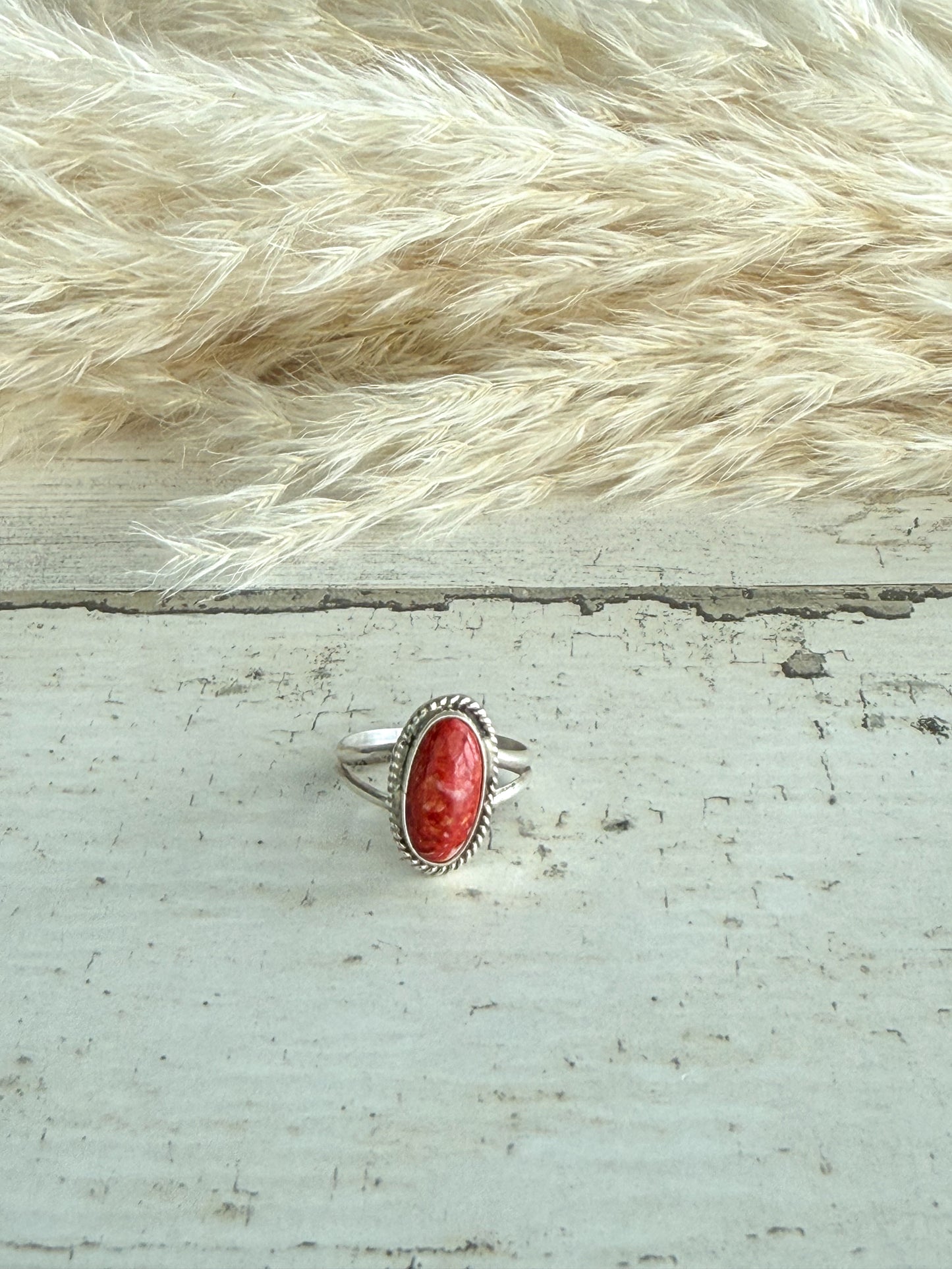 Native American Red Spiny Ring 7