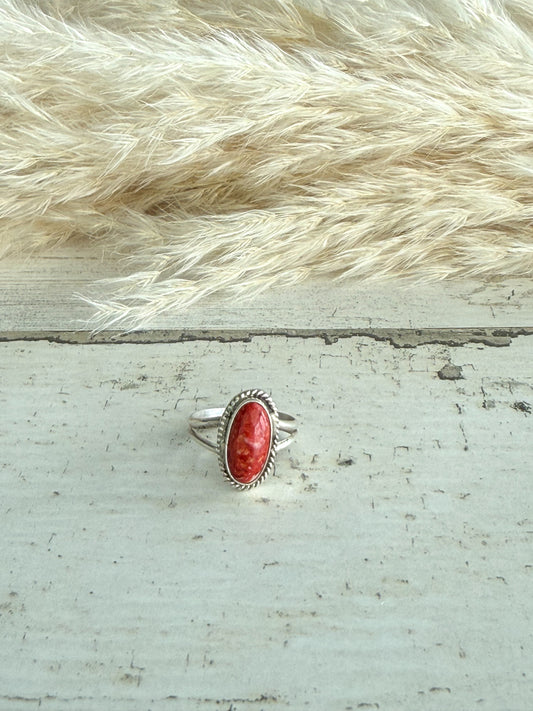 Native American Red Spiny Ring 7
