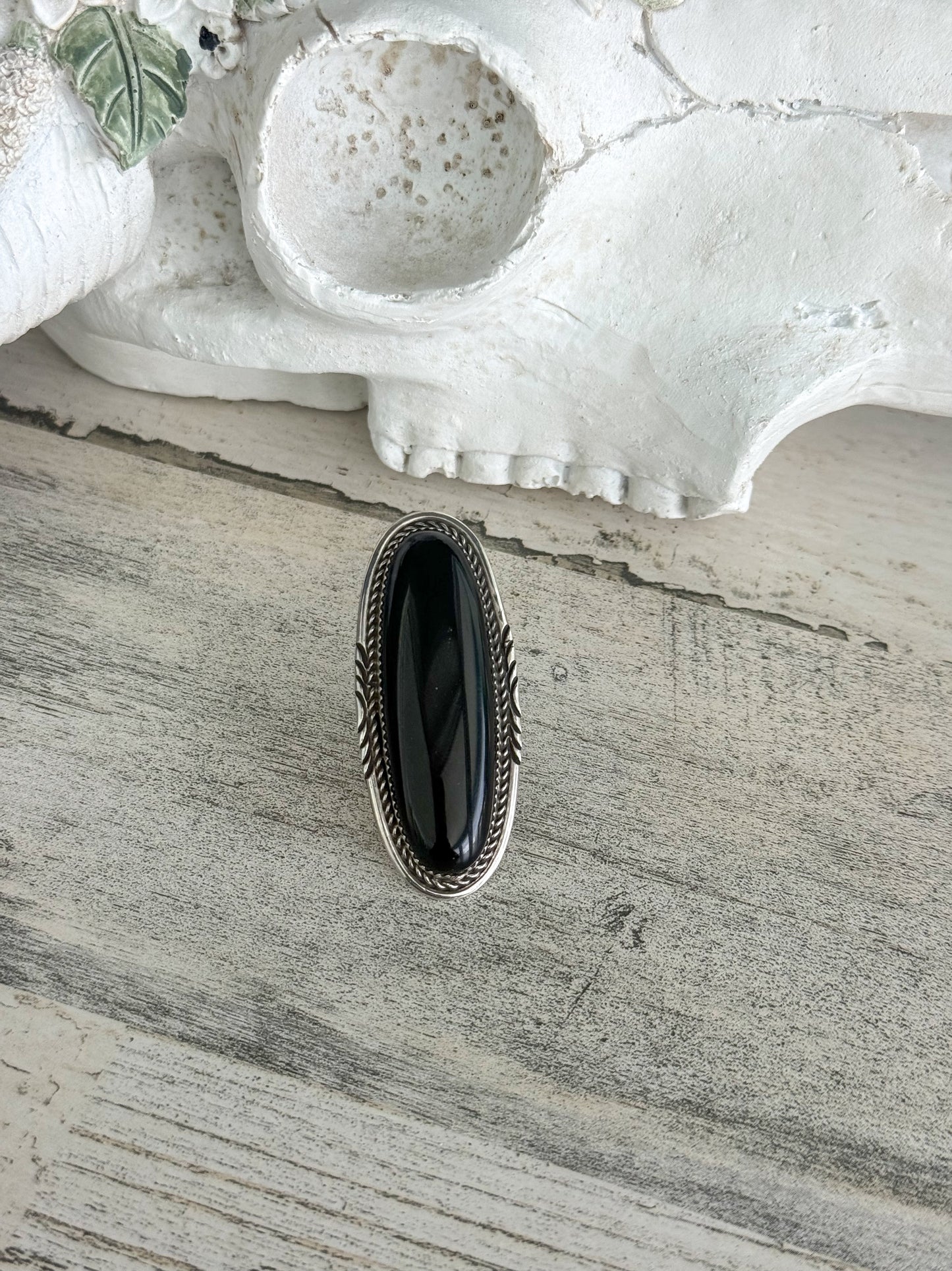 Native American Black Onyx Ring 7.5