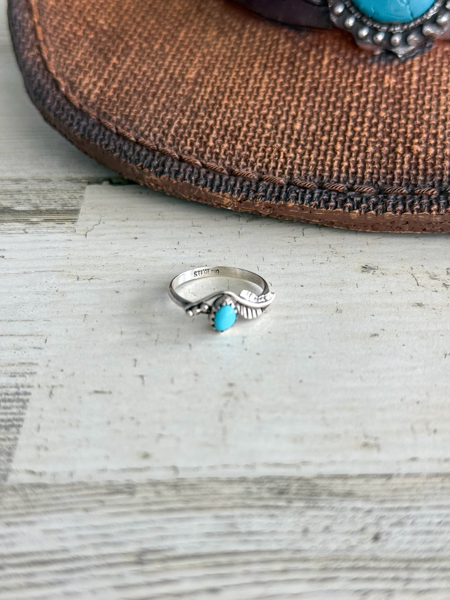 Native American Sleeping Beauty Dainty Ring 6.5