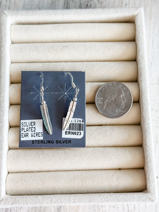 Native American Sterling Feather Earrings