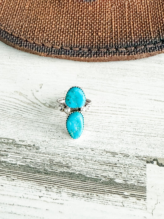 Native American 2 Kingman Stone Ring 7.5