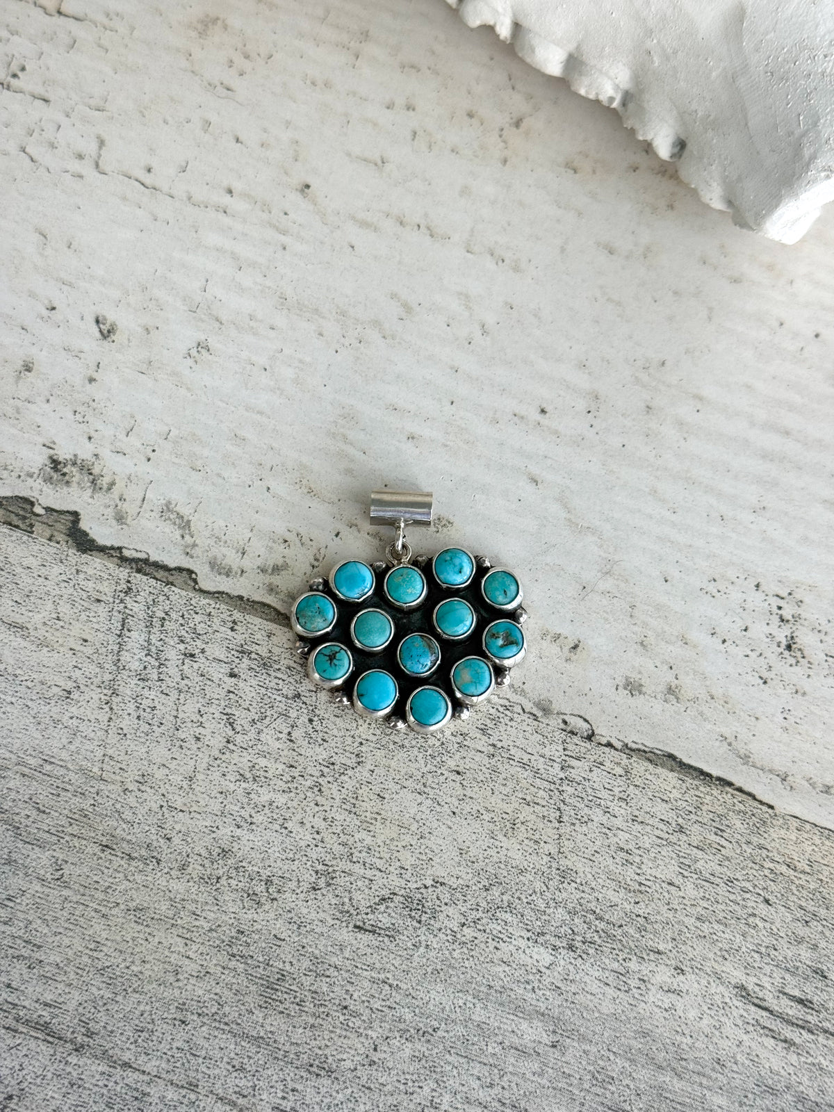 Native American Turquoise Cluster Heart Pendant