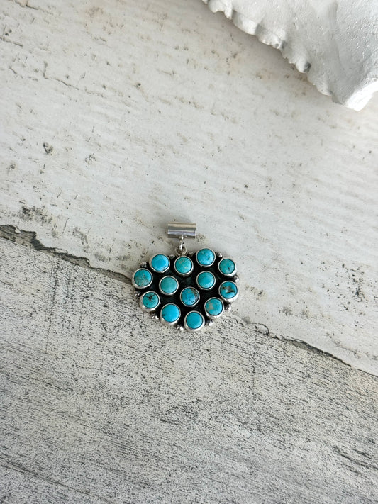 Native American Turquoise Cluster Heart Pendant
