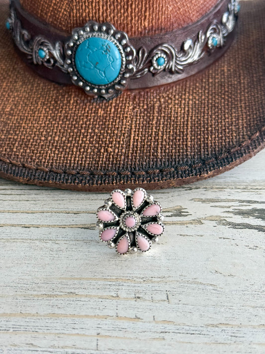 Native American Pink Conch Adjustable Ring