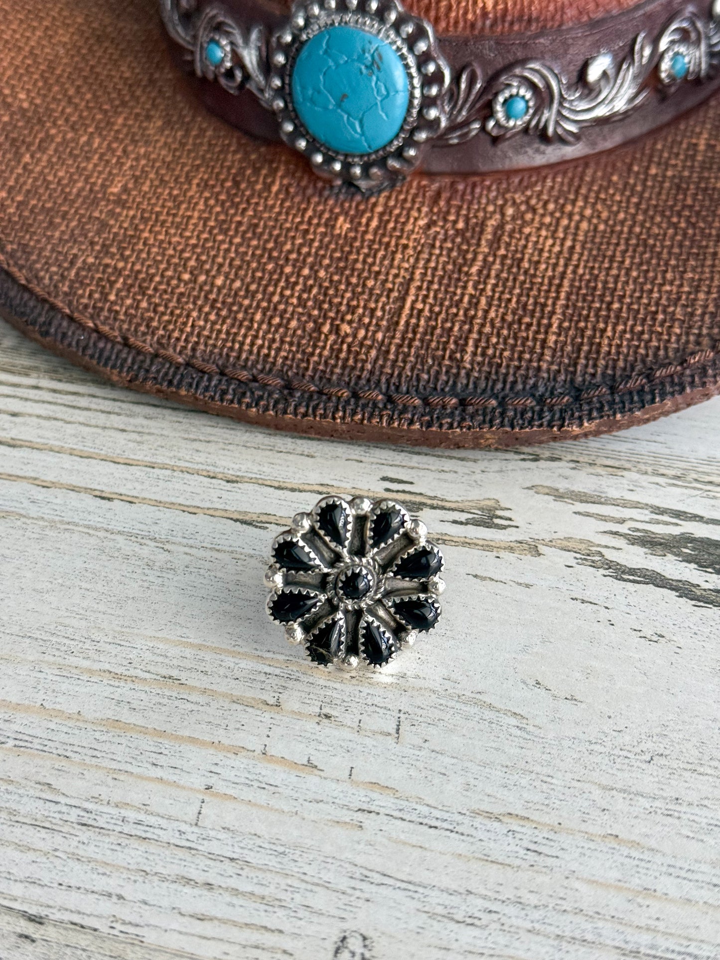 Native American Black Onyx Adjustable Ring