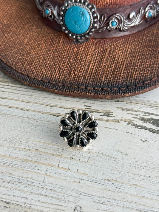 Native American Black Onyx Adjustable Ring