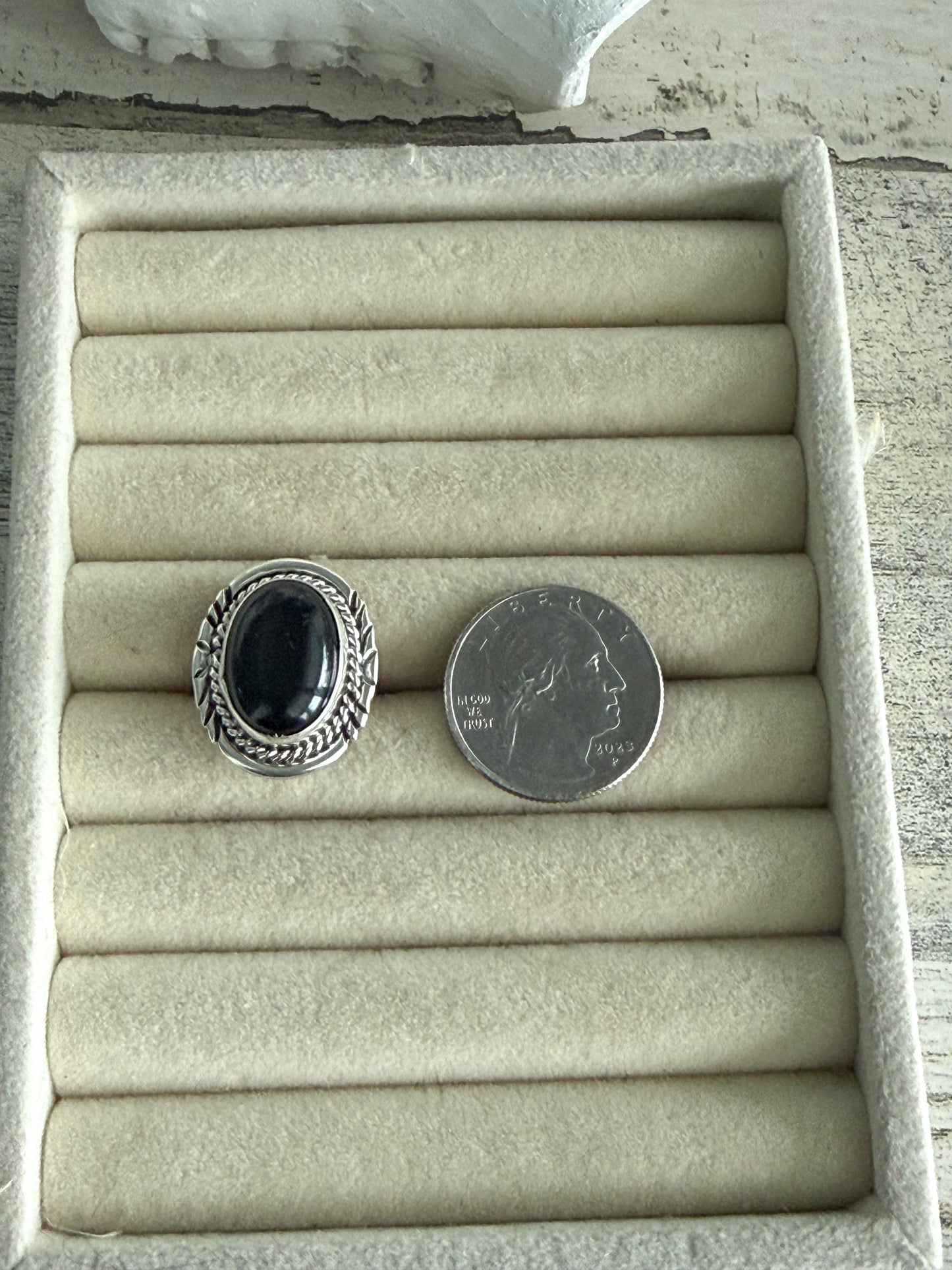 Native American Black Onyx Ring 7.5