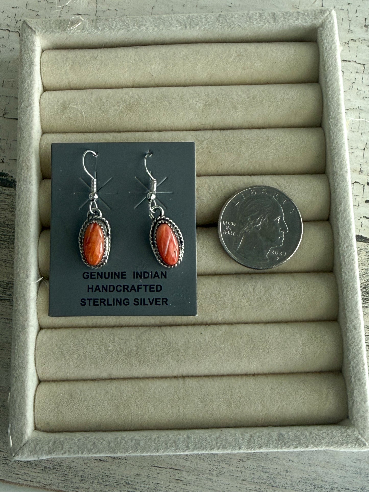 Native American Orange Spiny Earrings