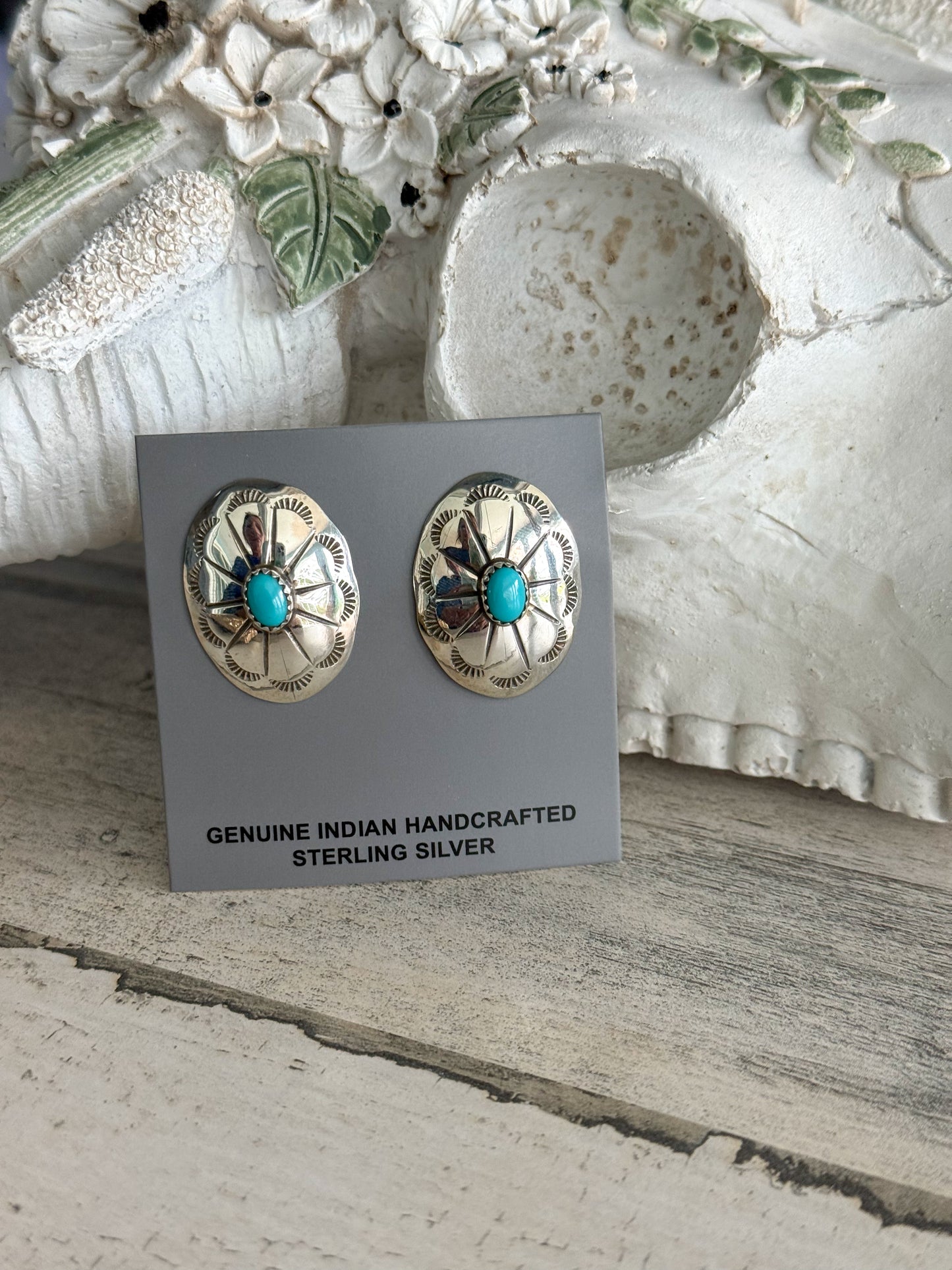 Native American Turquoise Concho Earrings