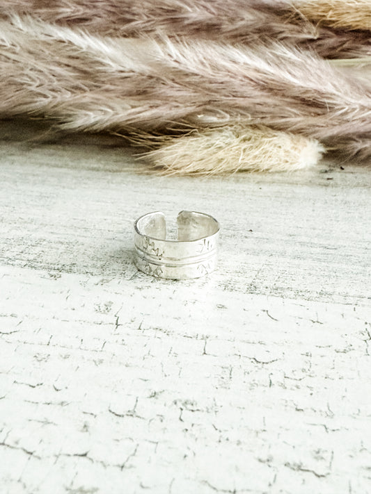 Native American Sterling Stamped Adjustable Toe/Pinky Tip Ring