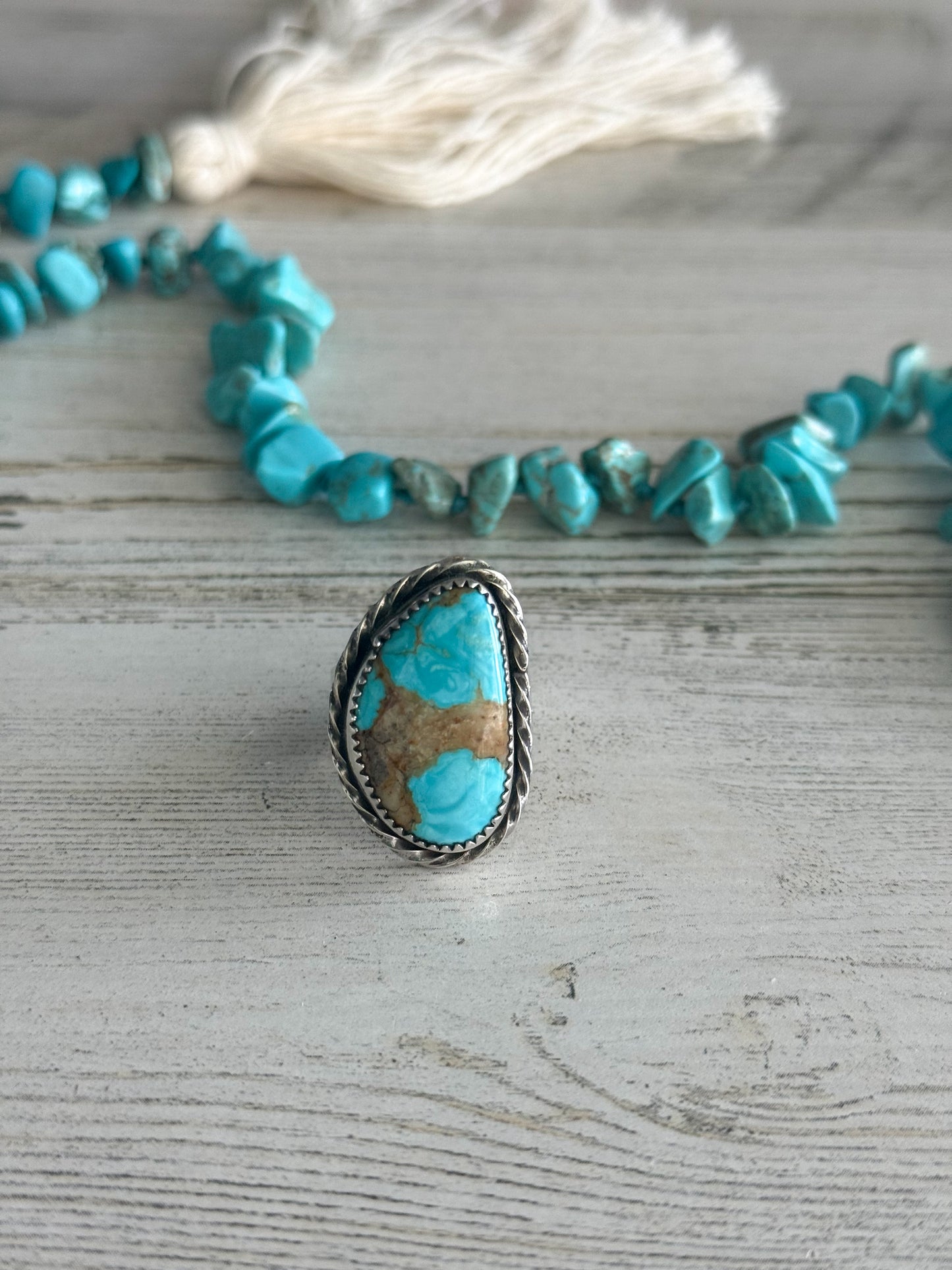 Native American Kingman Turquoise Ring 8