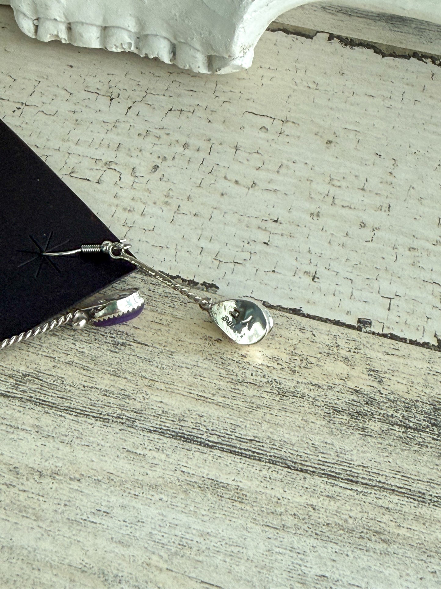 Native American Charoite Dangle Earrings
