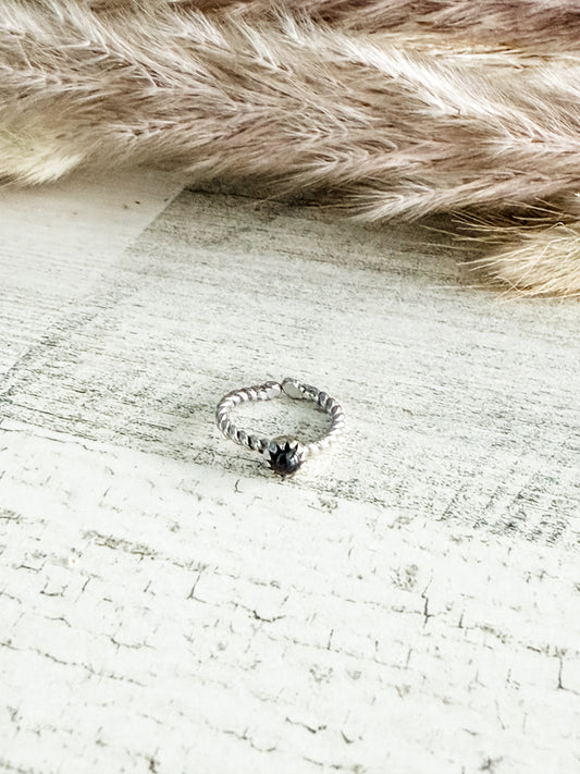 Native American Black Onyx Adjustable Toe/Pinky Tip Ring