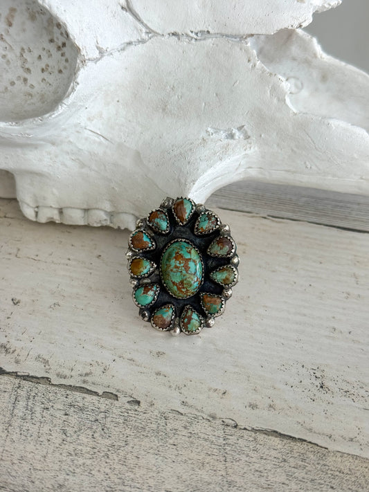 Native American Kingman Cluster Adjustable Ring
