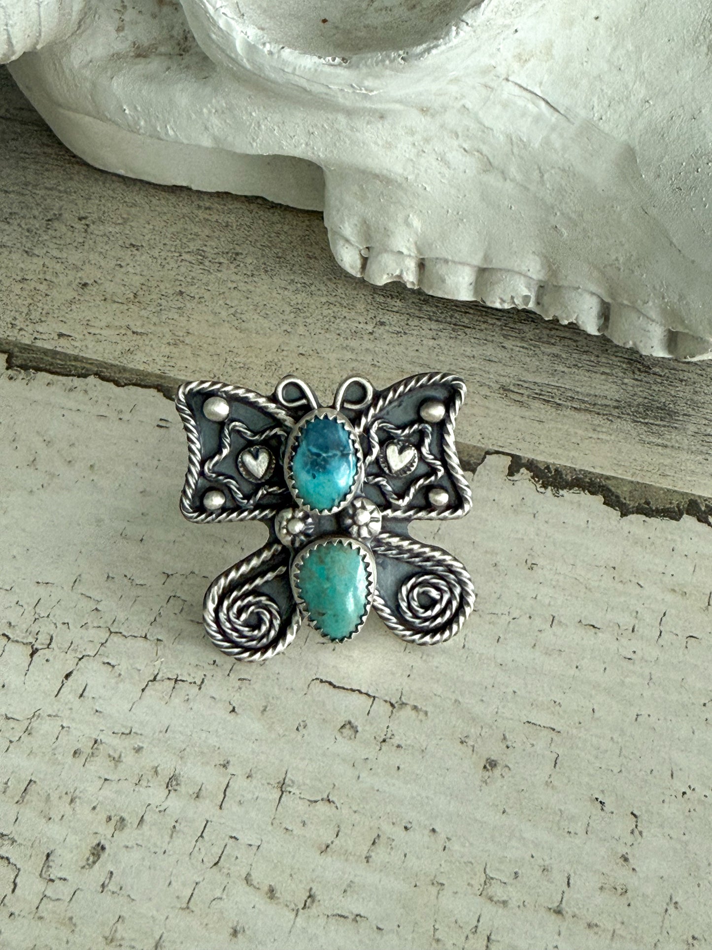 Native American Turquoise Butterfly Ring 9