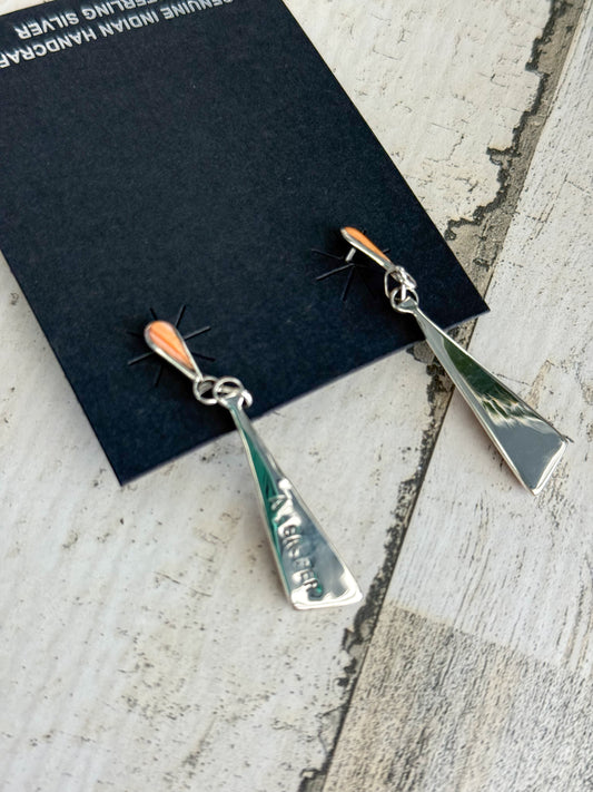 Native American Sterling Orange Spiny Dangles