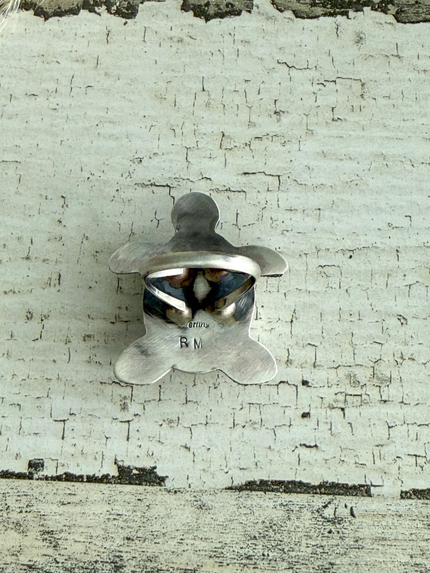 Native American Peacock Dahlia Turtle Ring 8