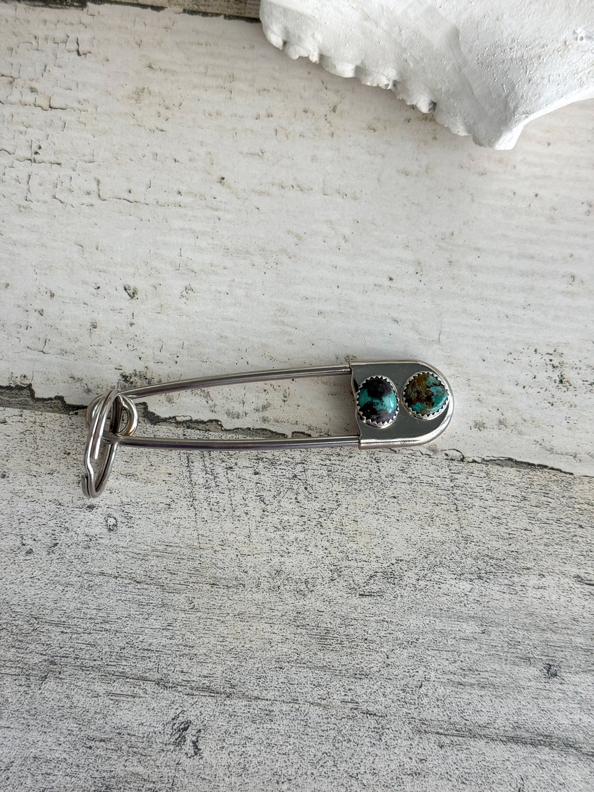 Native American Turquoise Safety Pin Keychain