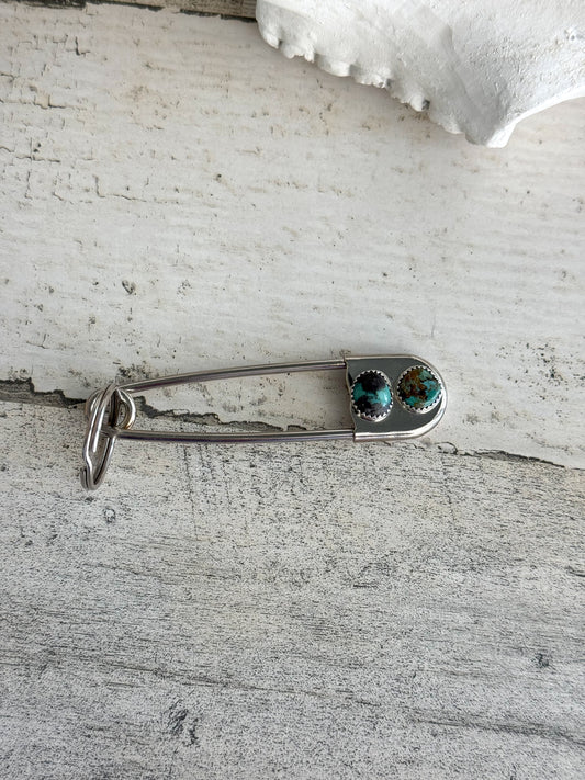 Native American Turquoise Safety Pin Keychain