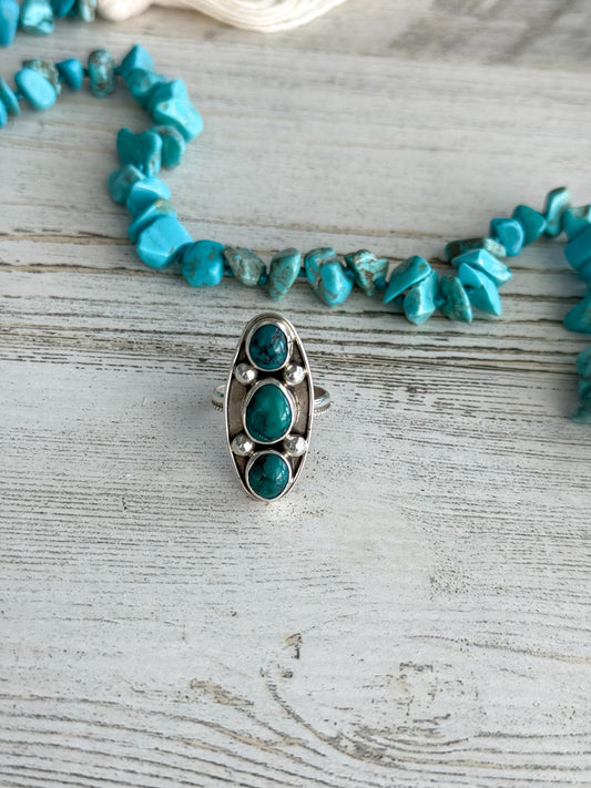 Native American Carico Lake Turquoise Ring 8