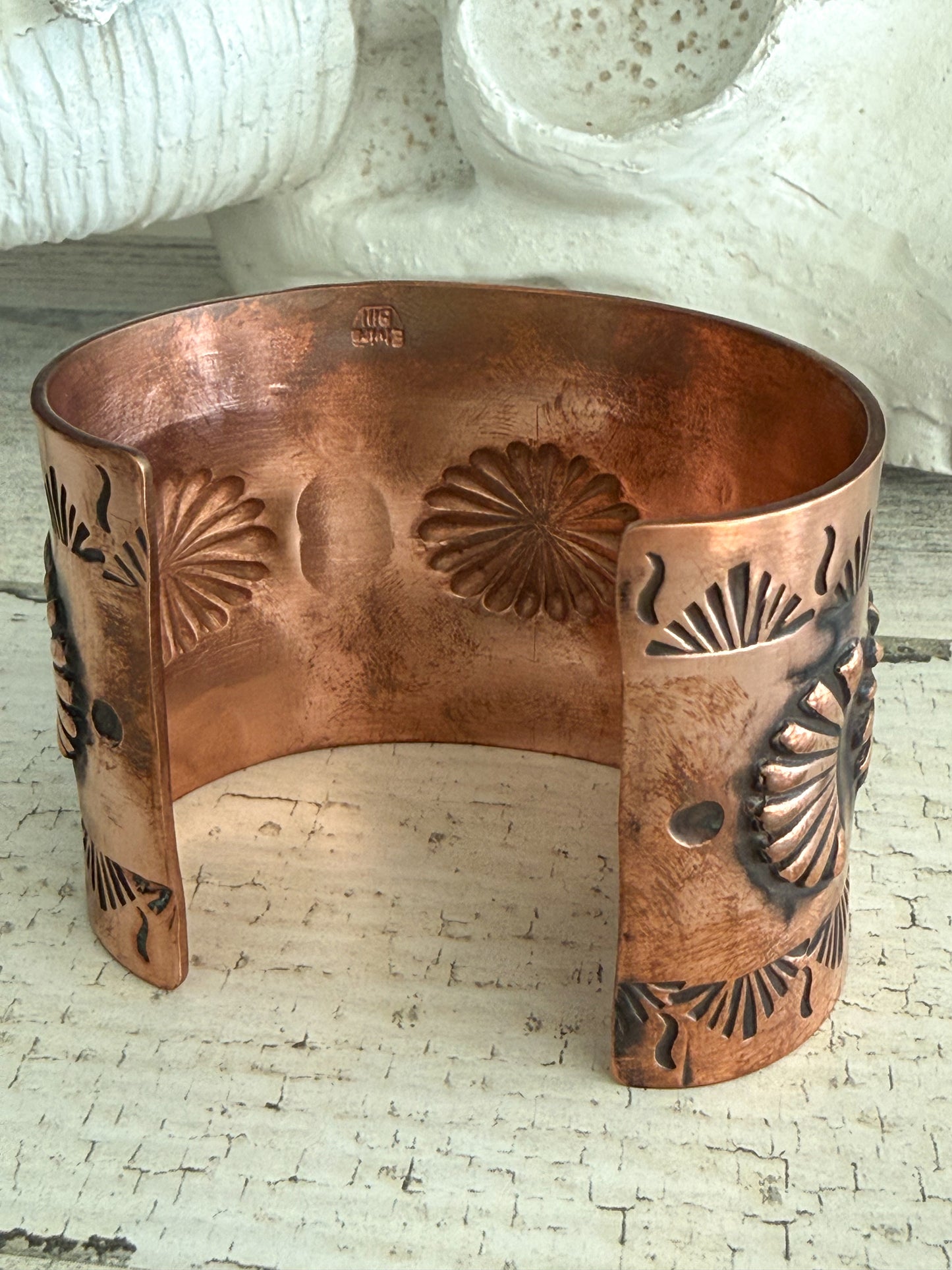 Native American Copper Stamped Cuff 7-1/4"