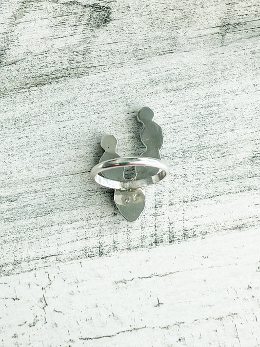 Native American Made Turquoise & Coral Cactus Ring 8