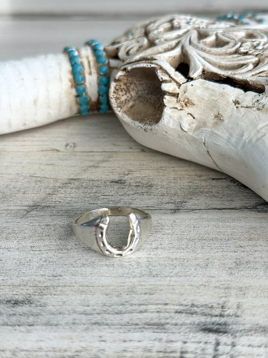 Native American Made Sterling Horseshoe Ring 11
