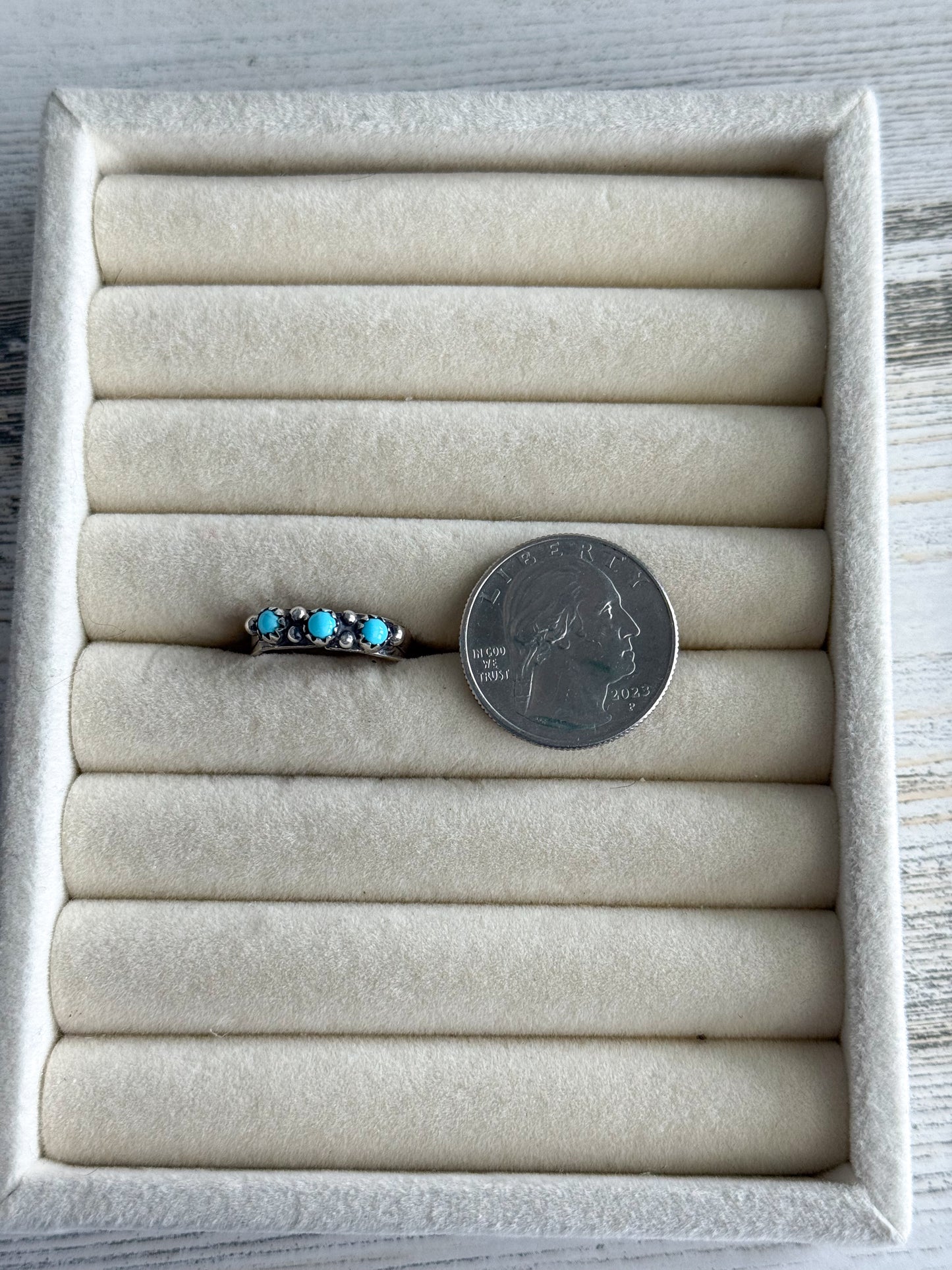 Native American Turquoise Stamped Ring 6.5