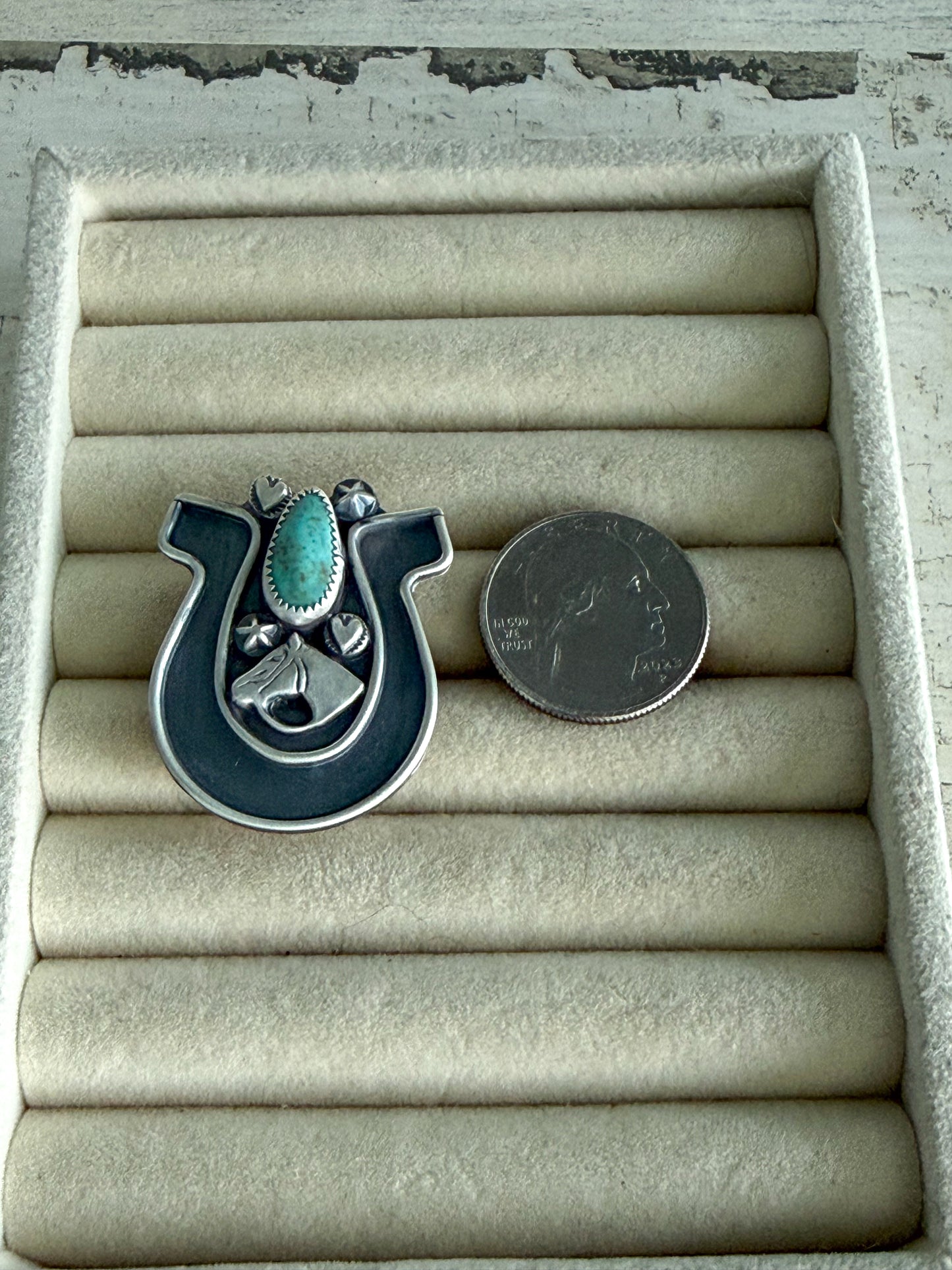 Native American Turquoise Horseshoe Ring 8.25
