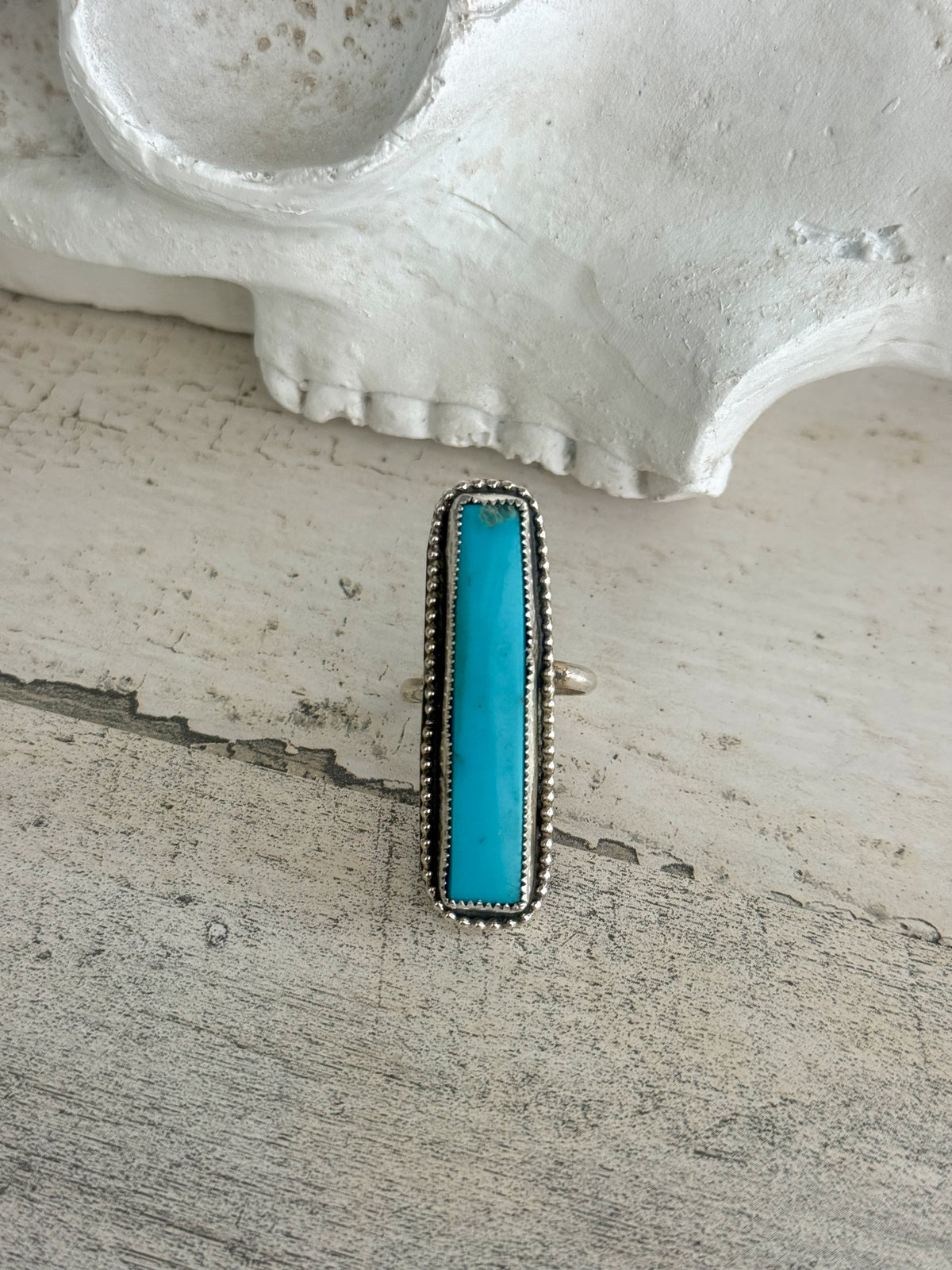 Native American Long Blue Kingman Adjustable Ring