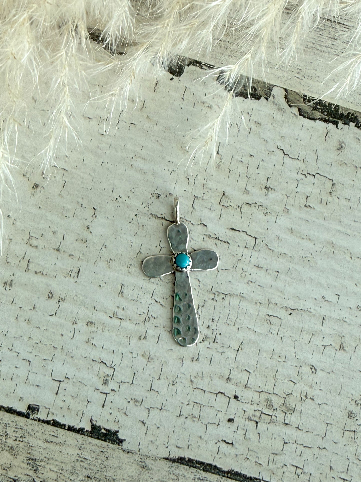 Native American Sterling Turquoise Cross Pendant