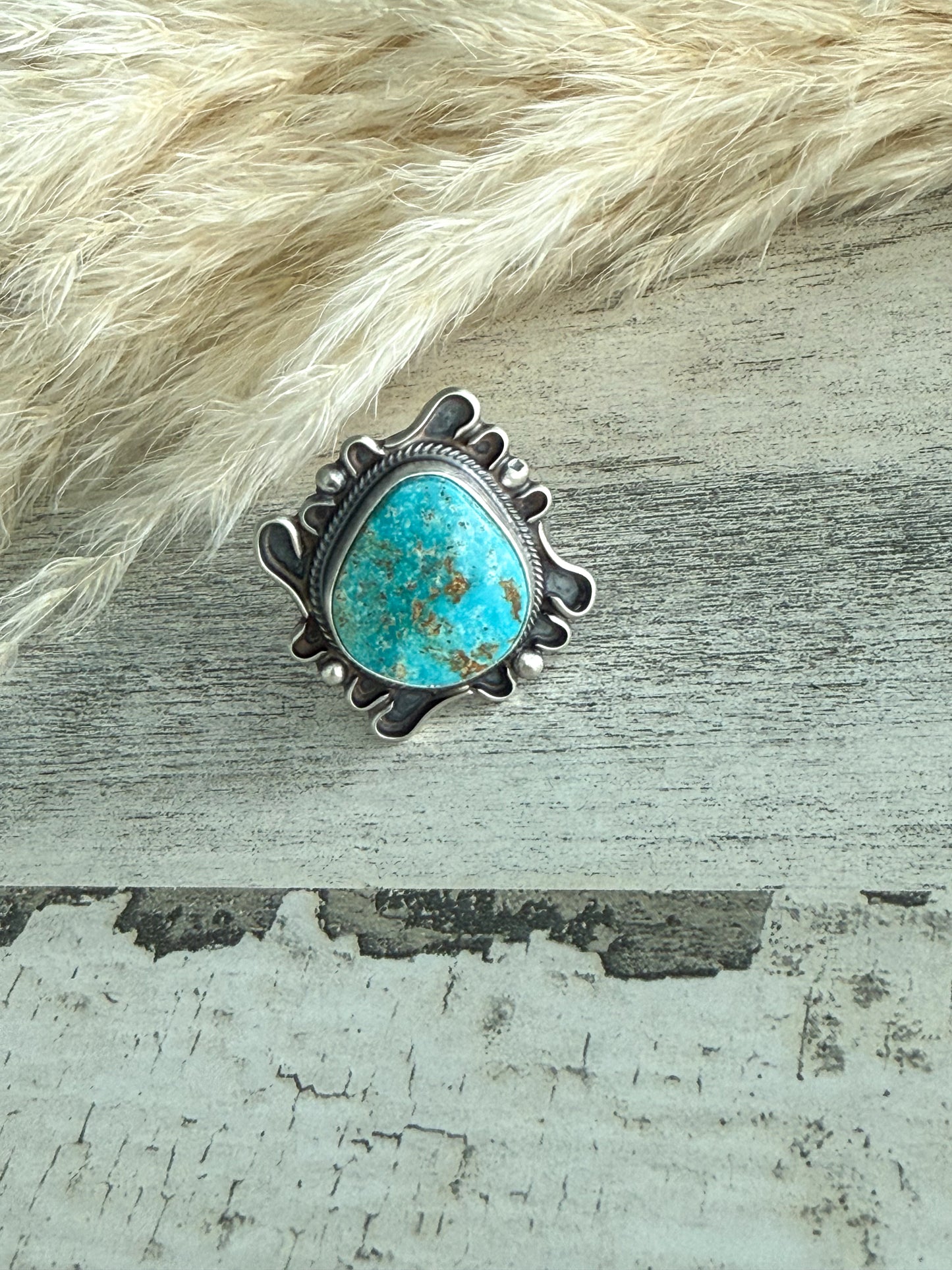 Native American Fox Turquoise Adjustable Ring