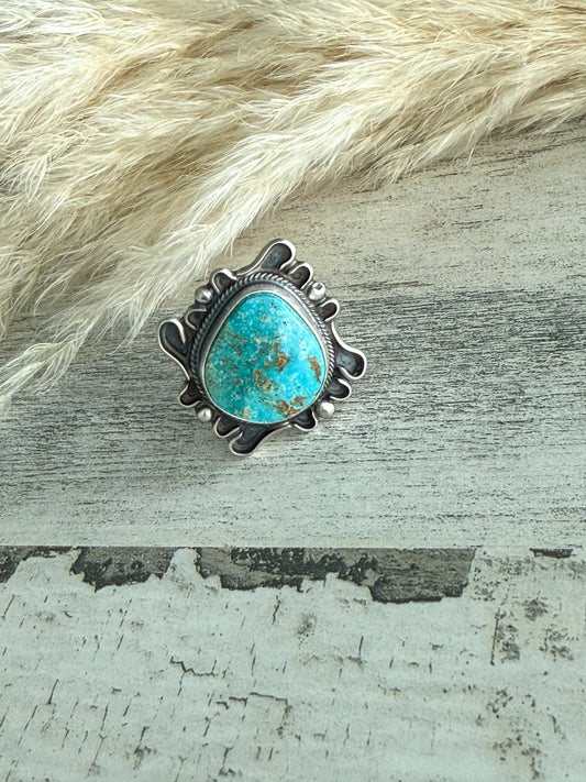 Native American Fox Turquoise Adjustable Ring