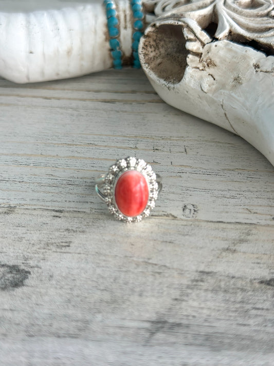 Native Made Red Spiny Ring Size 9