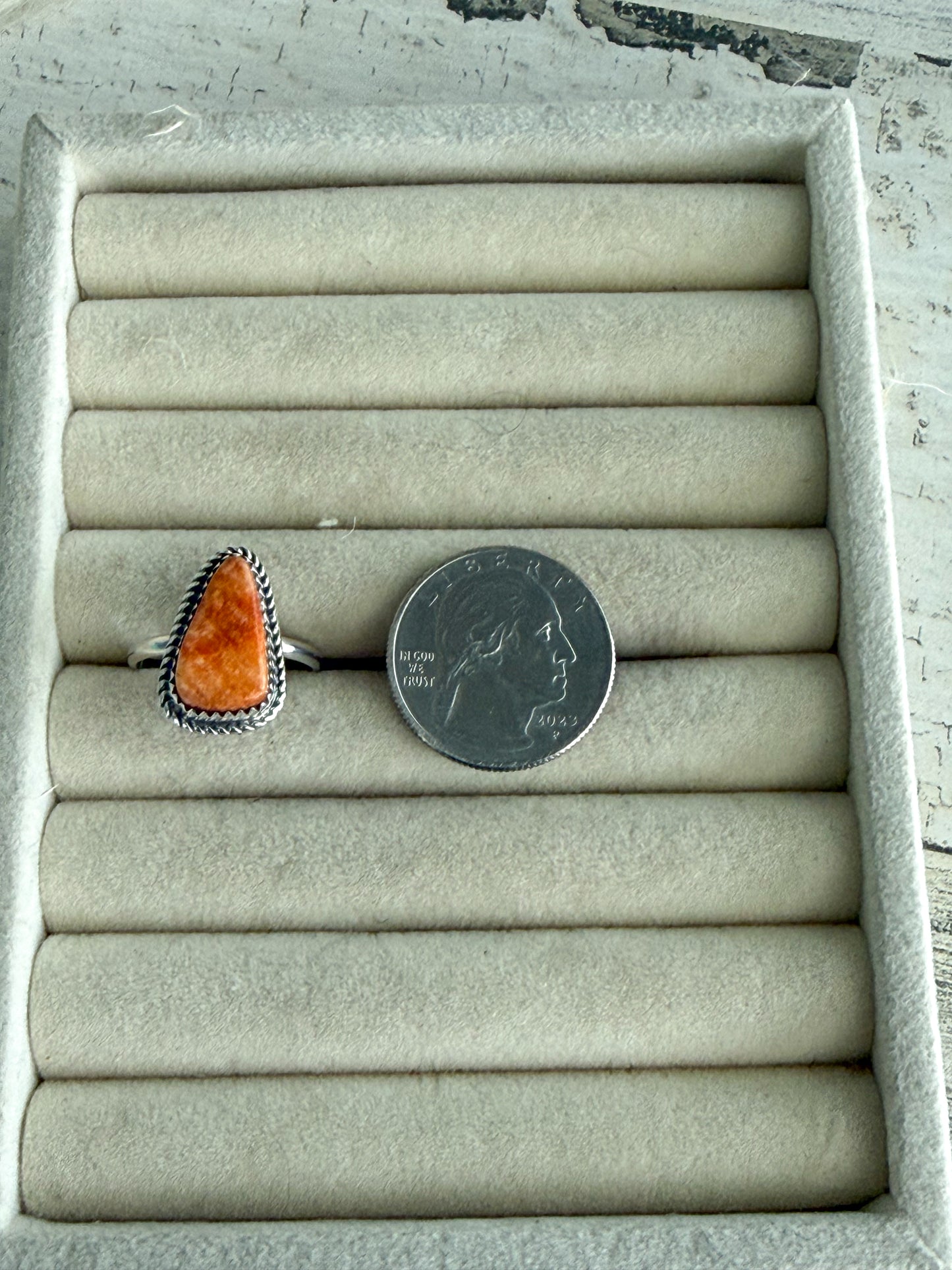 Native American Orange Spiny Ring 9
