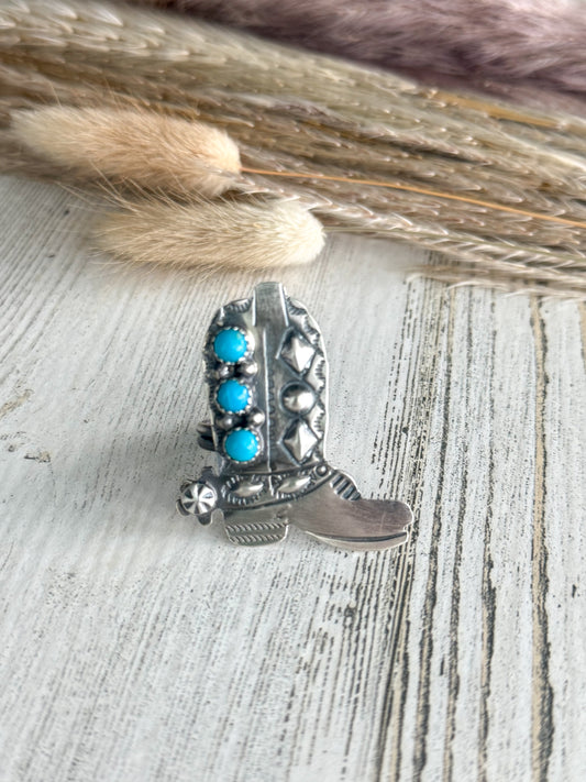 Native American Turquoise Boot Adjustable Ring