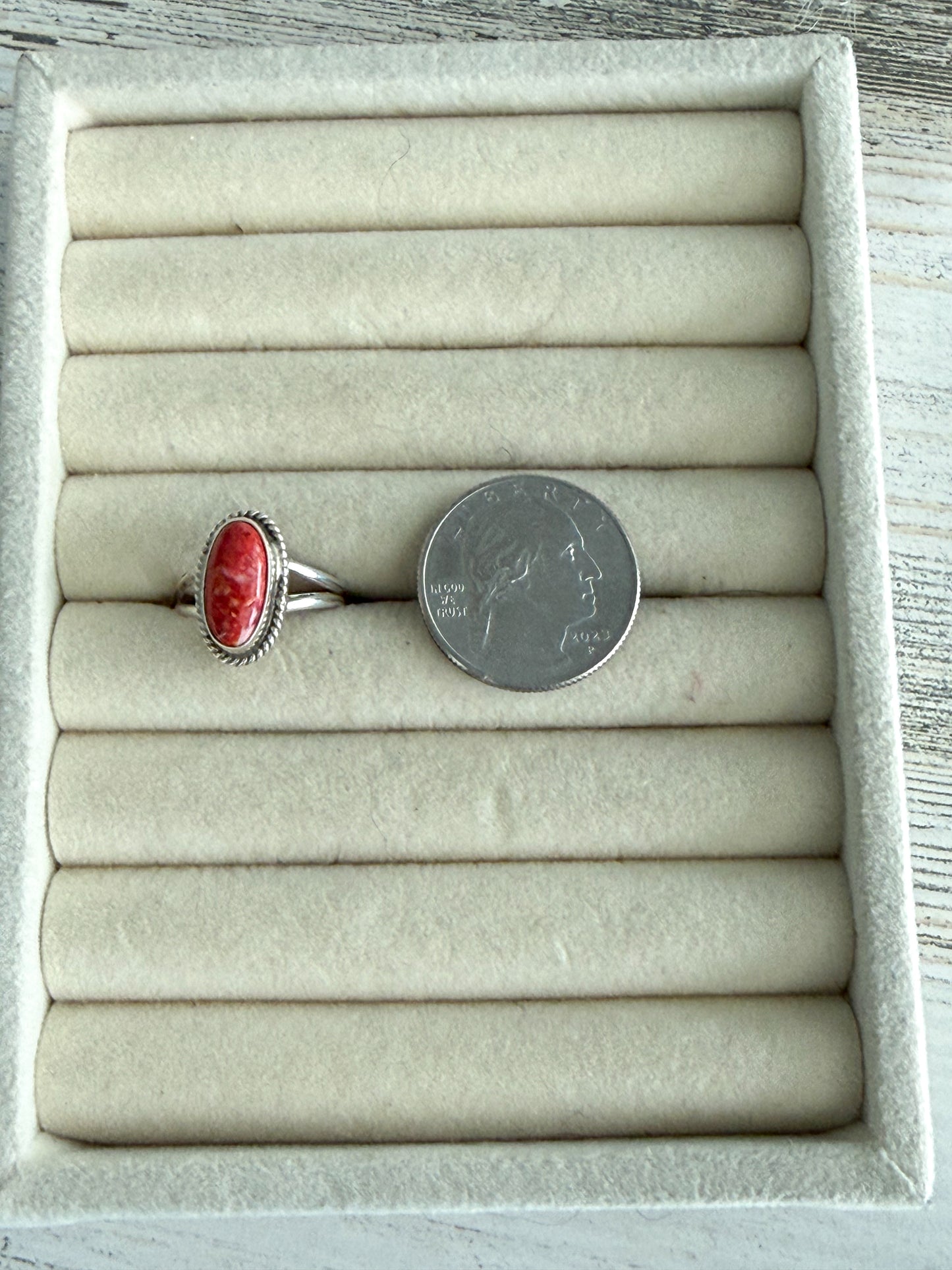 Native American Red Spiny Ring 7