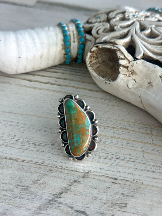 Native Made Green & Brown Emerald Valley Turquoise Ring 9