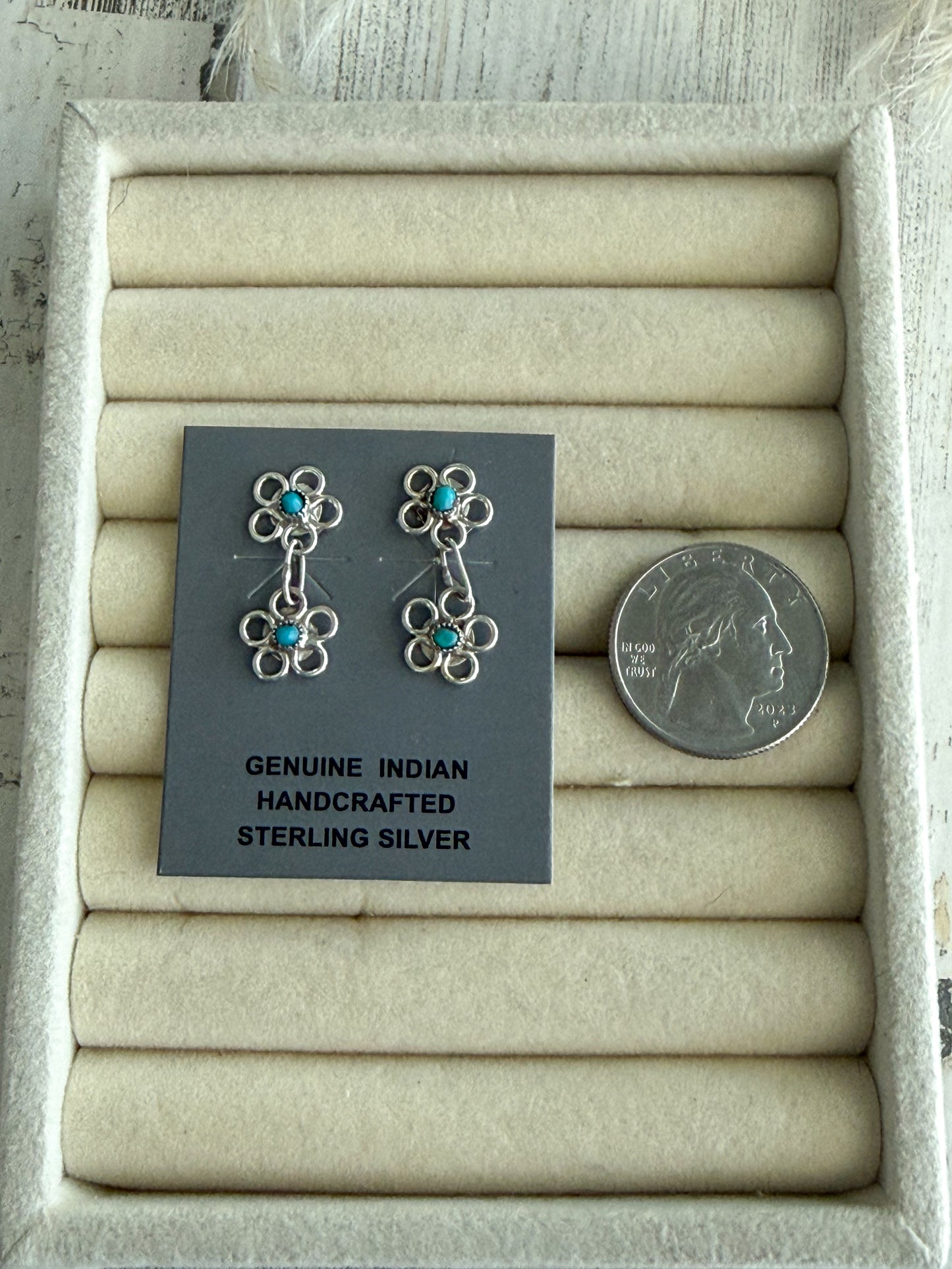 Native American Flower Turquoise Earrings