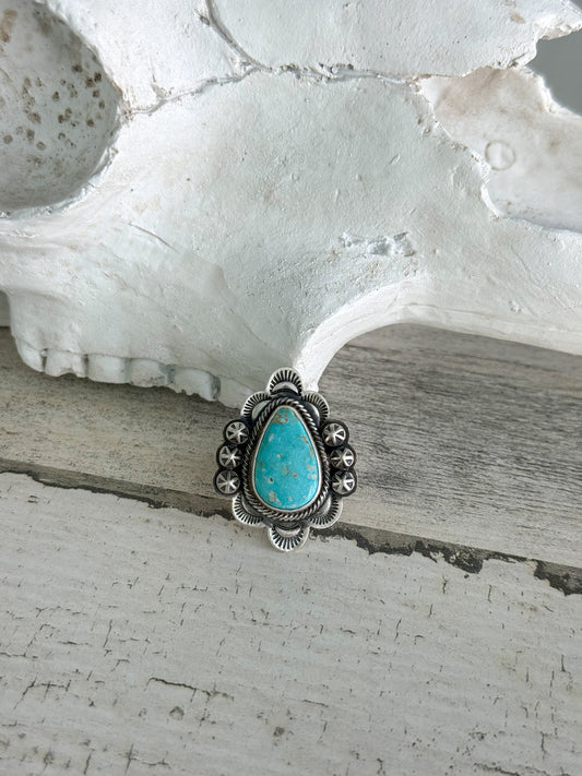 Native American Fox Turquoise Ring 5.5